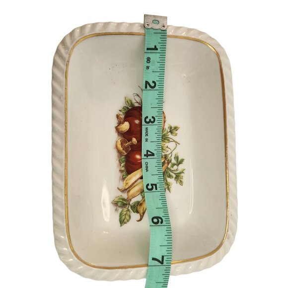 Vintage French Ceramic trinket Dish With Vegetable Design Gold Trim Made In Fran - Picture 2 of 4